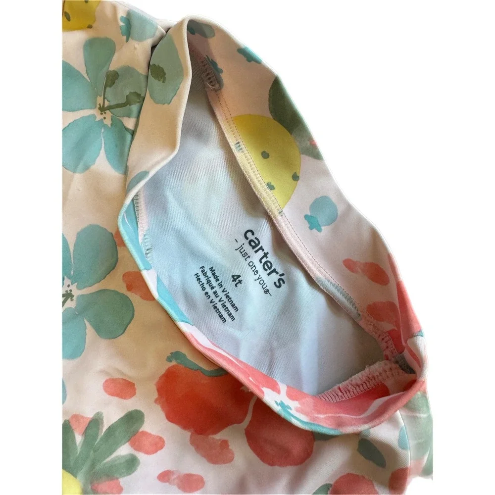 Carter's Rash Guard Kids 4T White Floral Pineapple Excellent Long Sleeve‎ Swim